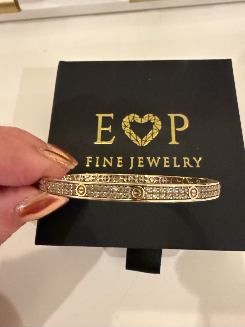 EP Fine Jewelry 10K Pave thin devotion bangle